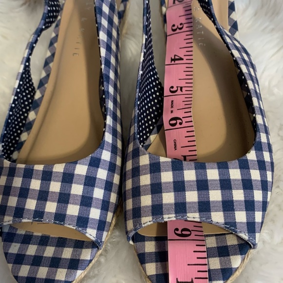 KELLY & KATIE Tamy Gingham Peep Tie espadrille wedge sandal Size 8.5 VVG… - Picture 7 of 10